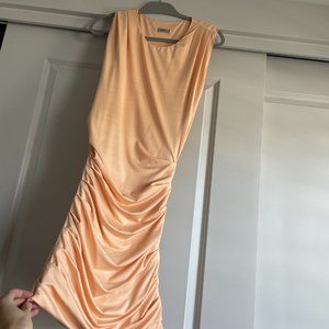 Peach Ruched Evening/Party Dress